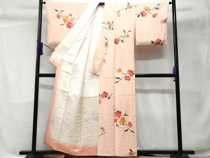 平和屋着物■上質な小紋　枝花文　正絹　逸品　CABC9073fb