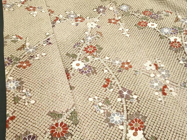 平和屋着物■上質な小紋 ふくれ織 枝花文 正絹 逸品 CABC9100fb
