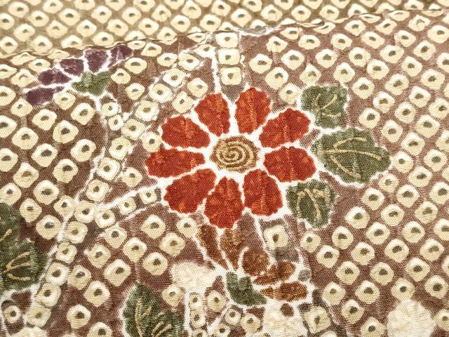 平和屋着物■上質な小紋 ふくれ織 枝花文 正絹 逸品 CABC9100fb