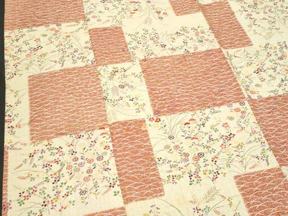 平和屋着物■上質な小紋 枝花文 暈し染め 金彩 正絹 逸品 CABC9102fb