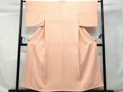 平和屋着物■上質な小紋 舞花文 鬼しぼ縮緬 正絹 逸品 CABC9120fb