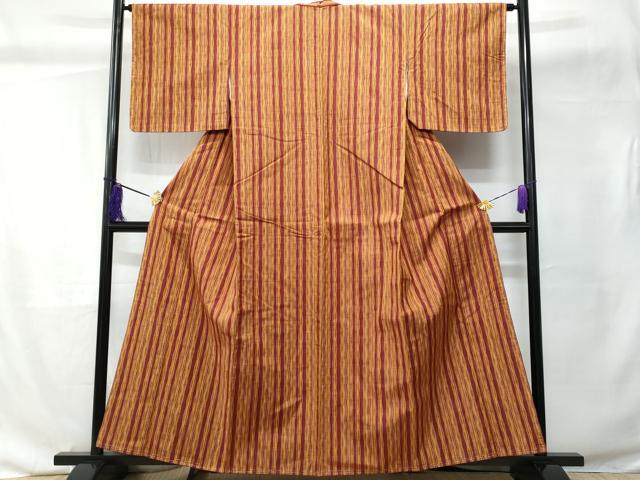 平和屋着物■上質な紬 よろけ縞 正絹 逸品 CABC9133fb