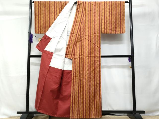 平和屋着物■上質な紬 よろけ縞 正絹 逸品 CABC9133fb