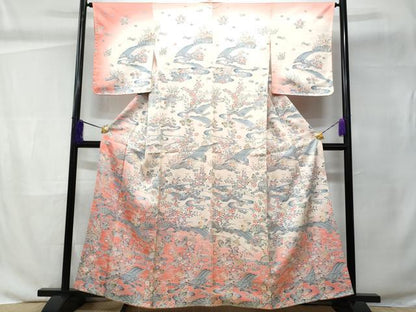 平和屋着物■訪問着 立波籬花文 暈し染め 正絹 逸品 CABC9143fb