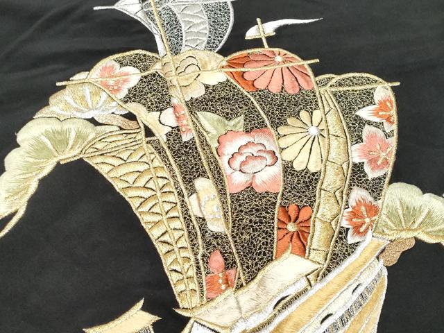 平和屋着物■豪華黒留袖　刺繍　舟　松　金銀糸　正絹　逸品　CABC9145fb