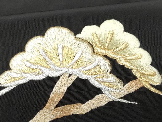 平和屋着物■豪華黒留袖　刺繍　舟　松　金銀糸　正絹　逸品　CABC9145fb