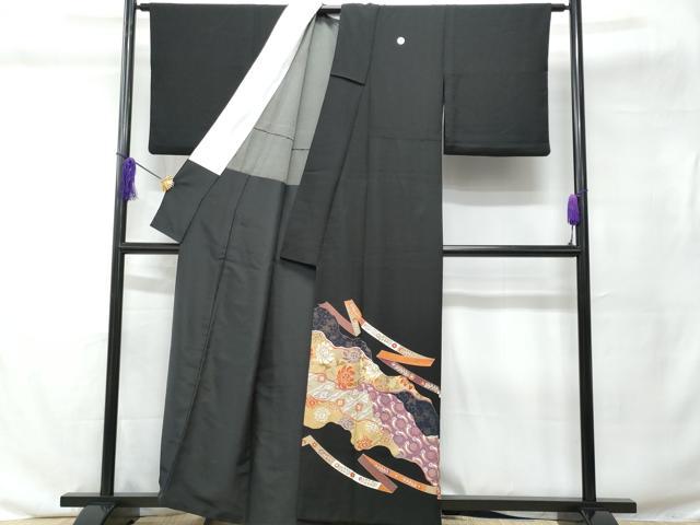 平和屋着物■豪華黒留袖 道長吉祥花文 背抜き仕立て 正絹 逸品 CABC9147fb