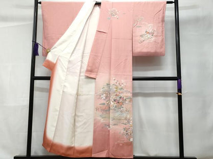 平和屋着物■訪問着 風景源氏車花文 暈し染め 金銀彩 正絹 逸品 CABC9149fb