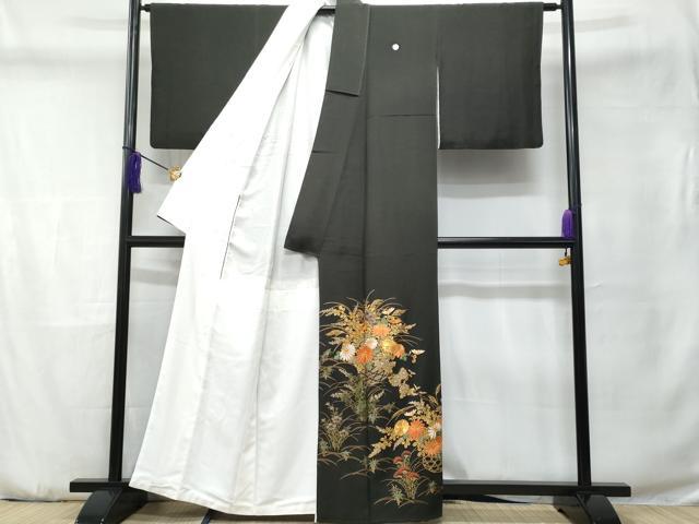 平和屋着物■豪華黒留袖 駒刺繍 花籠文 金彩 正絹 逸品 CABC9153fb
