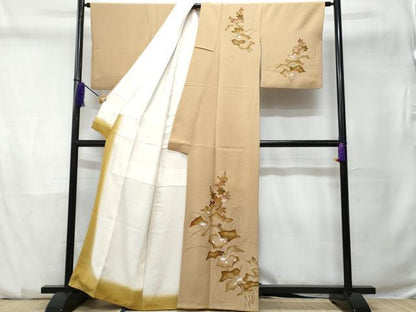平和屋着物■訪問着　駒刺繍　草花文　金彩　正絹　逸品　CABC9169fb