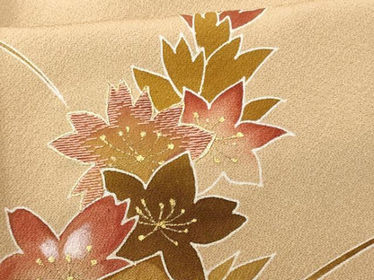 平和屋着物■訪問着　駒刺繍　草花文　金彩　正絹　逸品　CABC9169fb