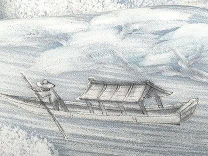 平和屋着物■訪問着　手描き　遠山渡り橋風景文　暈し染め　正絹　逸品　CABC9186fb