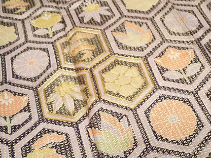 平和屋着物▼訪問着 駒刺繍 亀甲吉祥文 金彩 正絹 逸品 CABC9222th