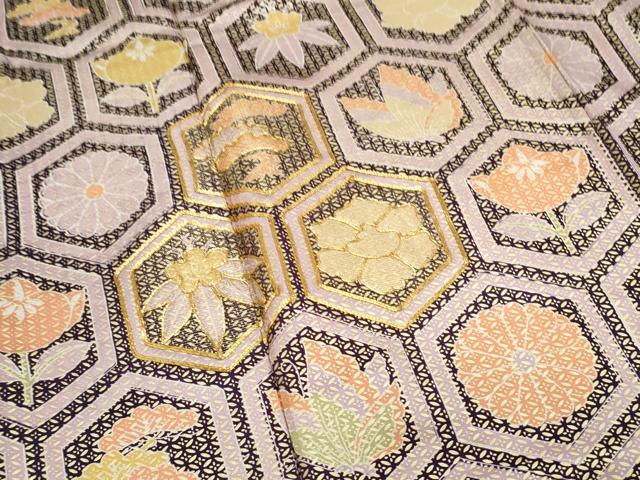 平和屋着物▼訪問着 駒刺繍 亀甲吉祥文 金彩 正絹 逸品 CABC9222th