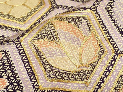 平和屋着物▼訪問着 駒刺繍 亀甲吉祥文 金彩 正絹 逸品 CABC9222th