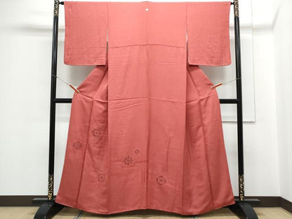 平和屋着物▼無地絵羽訪問着 エ霞正倉院花文 韓紅色 正絹 逸品 CABC9226th