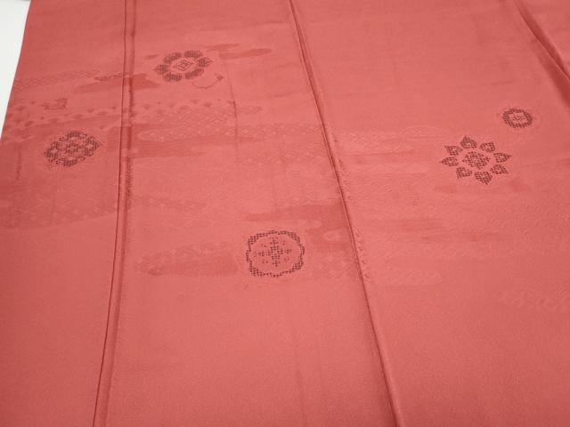 平和屋着物▼無地絵羽訪問着 エ霞正倉院花文 韓紅色 正絹 逸品 CABC9226th