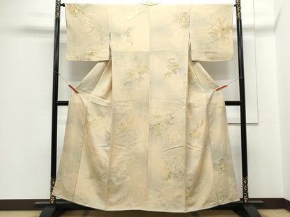平和屋着物▼上質な小紋 地紋起こし 雲重ね花文 暈し染め 正絹 逸品 CABC9238th