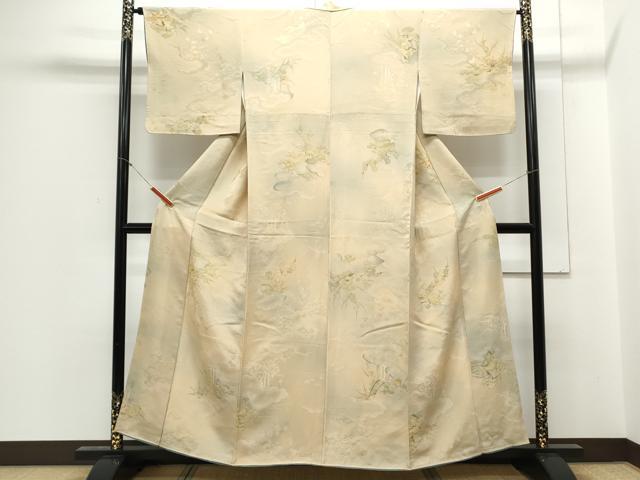 平和屋着物▼上質な小紋 地紋起こし 雲重ね花文 暈し染め 正絹 逸品 CABC9238th