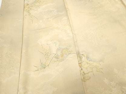 平和屋着物▼上質な小紋 地紋起こし 雲重ね花文 暈し染め 正絹 逸品 CABC9238th