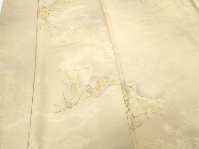 平和屋着物▼上質な小紋 地紋起こし 雲重ね花文 暈し染め 正絹 逸品 CABC9238th