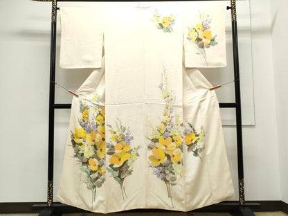 平和屋着物▼訪問着 手描き 草花文 正絹 逸品 CABC9257th