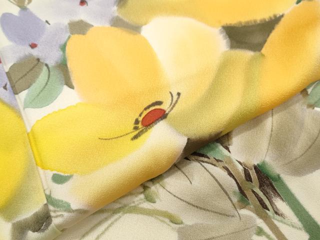 平和屋着物▼訪問着 手描き 草花文 正絹 逸品 CABC9257th