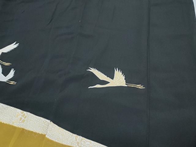 平和屋着物▼豪華黒留袖　刺繍　飛鶴文　金銀彩　正絹　逸品　CABC9331th