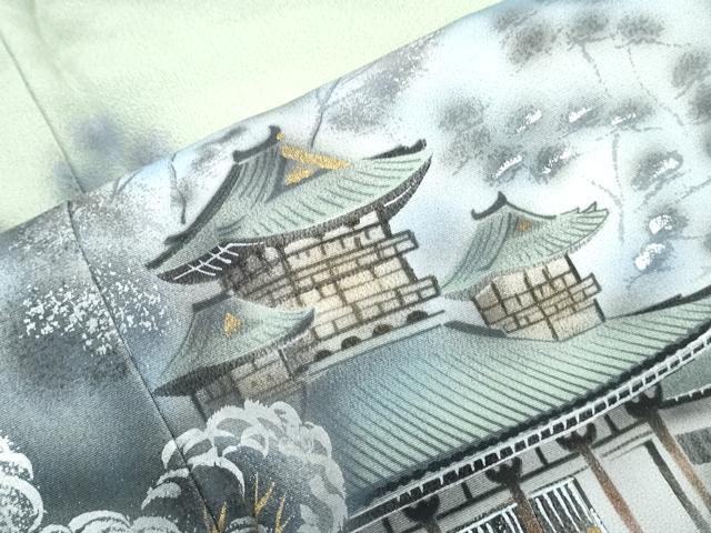 平和屋着物▼訪問着 手描き 風景文 暈し染め 金彩 正絹 逸品 CABC9413th