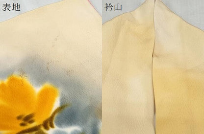 平和屋着物▼訪問着　手描き　草花文　暈し染め　正絹　逸品　CABC9586th