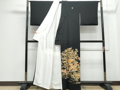 平和屋着物▼豪華黒留袖 総刺繍 風景文 金彩 やまと誂製 正絹 逸品 CABC9595th