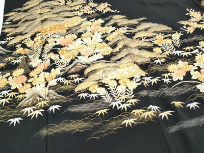 平和屋着物▼豪華黒留袖 総刺繍 風景文 金彩 やまと誂製 正絹 逸品 CABC9595th