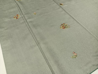 平和屋着物●上質な小紋 総刺繍 扇面花蝶文 金糸 正絹 逸品 CABC9604vp