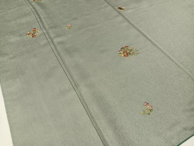 平和屋着物●上質な小紋 総刺繍 扇面花蝶文 金糸 正絹 逸品 CABC9604vp