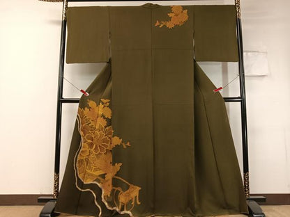 平和屋着物●訪問着 駒刺繍 道長花車文 金彩 正絹 逸品 CABC9607vp