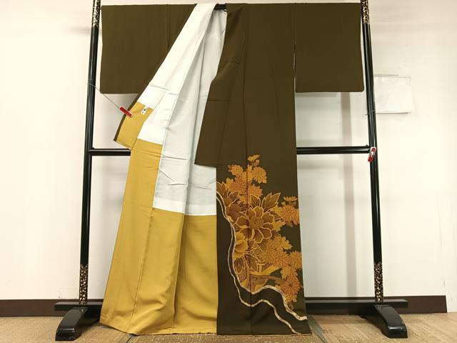 平和屋着物●訪問着 駒刺繍 道長花車文 金彩 正絹 逸品 CABC9607vp