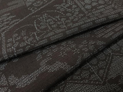 平和屋着物●結城紬 100亀甲 吉祥花文 正絹 逸品 CABC9608vp