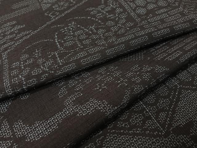 平和屋着物●結城紬 100亀甲 吉祥花文 正絹 逸品 CABC9608vp
