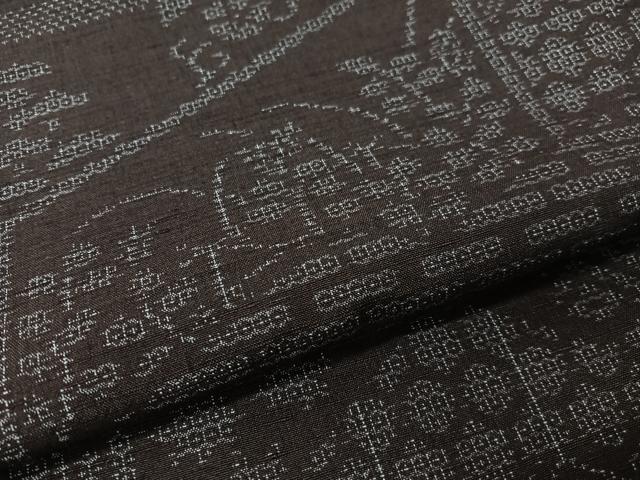 平和屋着物●結城紬 100亀甲 吉祥花文 正絹 逸品 CABC9608vp