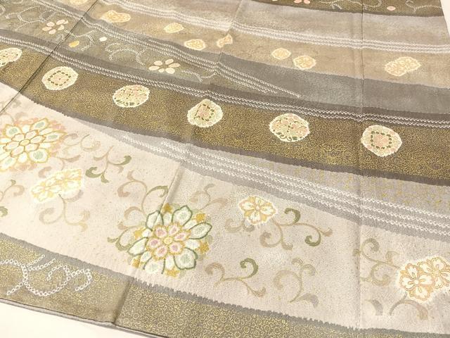 平和屋着物●訪問着 駒刺繍 絞り 正倉院花唐草文 金彩 正絹 逸品 CABC9611vp