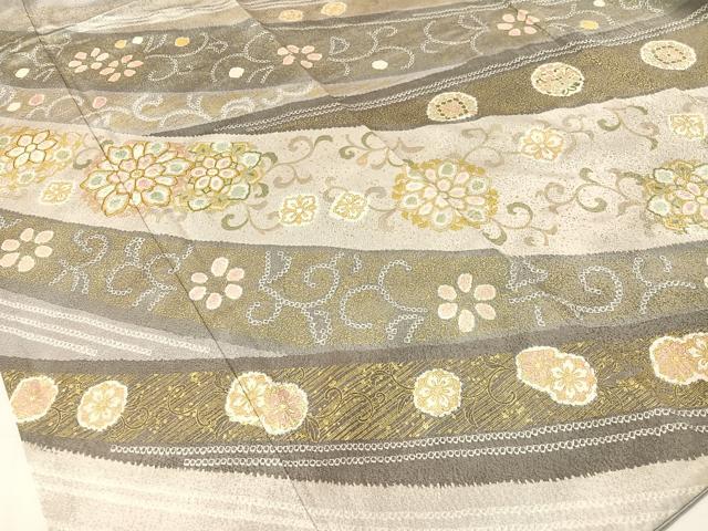 平和屋着物●訪問着 駒刺繍 絞り 正倉院花唐草文 金彩 正絹 逸品 CABC9611vp