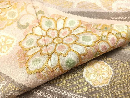 平和屋着物●訪問着 駒刺繍 絞り 正倉院花唐草文 金彩 正絹 逸品 CABC9611vp
