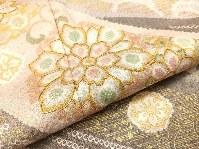 平和屋着物●訪問着 駒刺繍 絞り 正倉院花唐草文 金彩 正絹 逸品 CABC9611vp