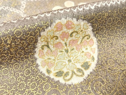 平和屋着物●訪問着 駒刺繍 絞り 正倉院花唐草文 金彩 正絹 逸品 CABC9611vp