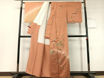 平和屋着物●訪問着 籬花蝶文 暈し染め 有紀本金箔 正絹 逸品 CABC9612vp