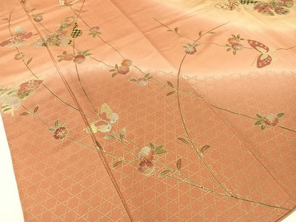 平和屋着物●訪問着 籬花蝶文 暈し染め 有紀本金箔 正絹 逸品 CABC9612vp