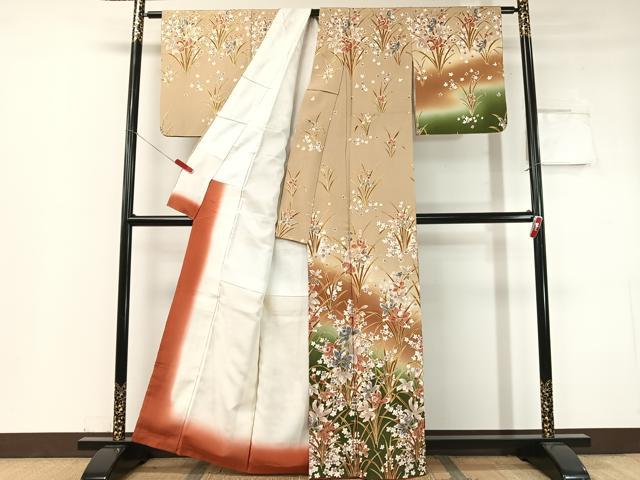 平和屋着物●訪問着 草花文 暈し染め 金彩 正絹 逸品 CABC9615vp