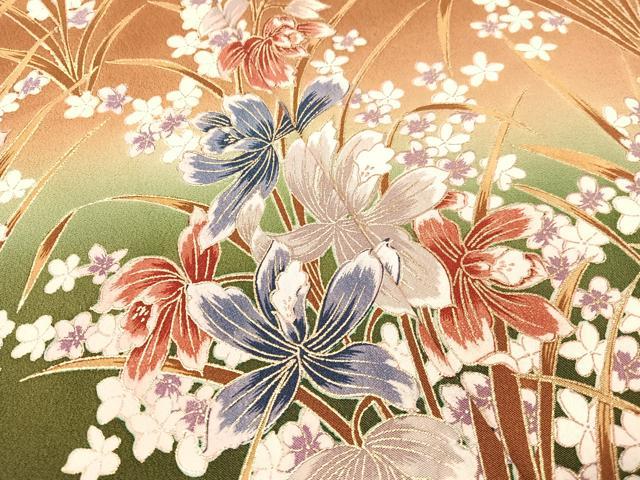 平和屋着物●訪問着 草花文 暈し染め 金彩 正絹 逸品 CABC9615vp