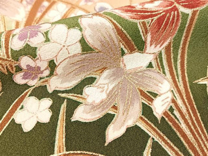 平和屋着物●訪問着 草花文 暈し染め 金彩 正絹 逸品 CABC9615vp