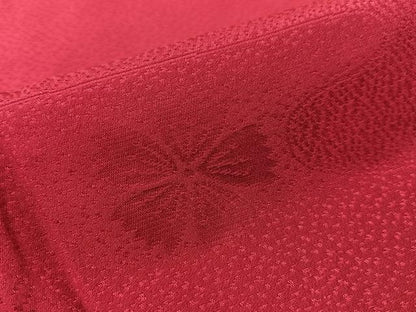 平和屋着物●振袖用長襦袢　無双仕立て　霞撫子地紋　中紅色　正絹　逸品　CABC9616vp
